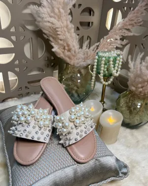 Pearl & Crystal Luxe Slides