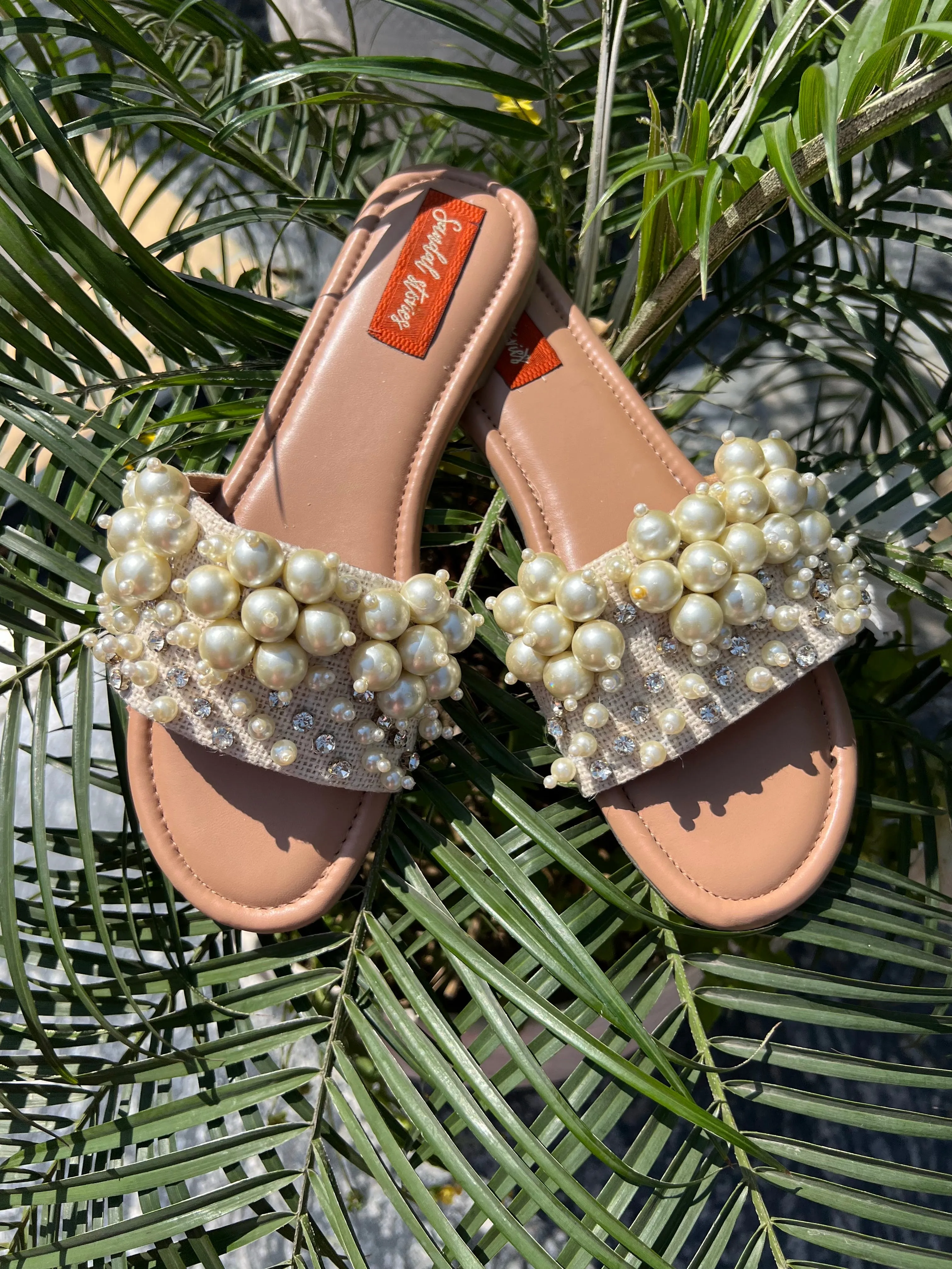 Pearl & Crystal Luxe Slides