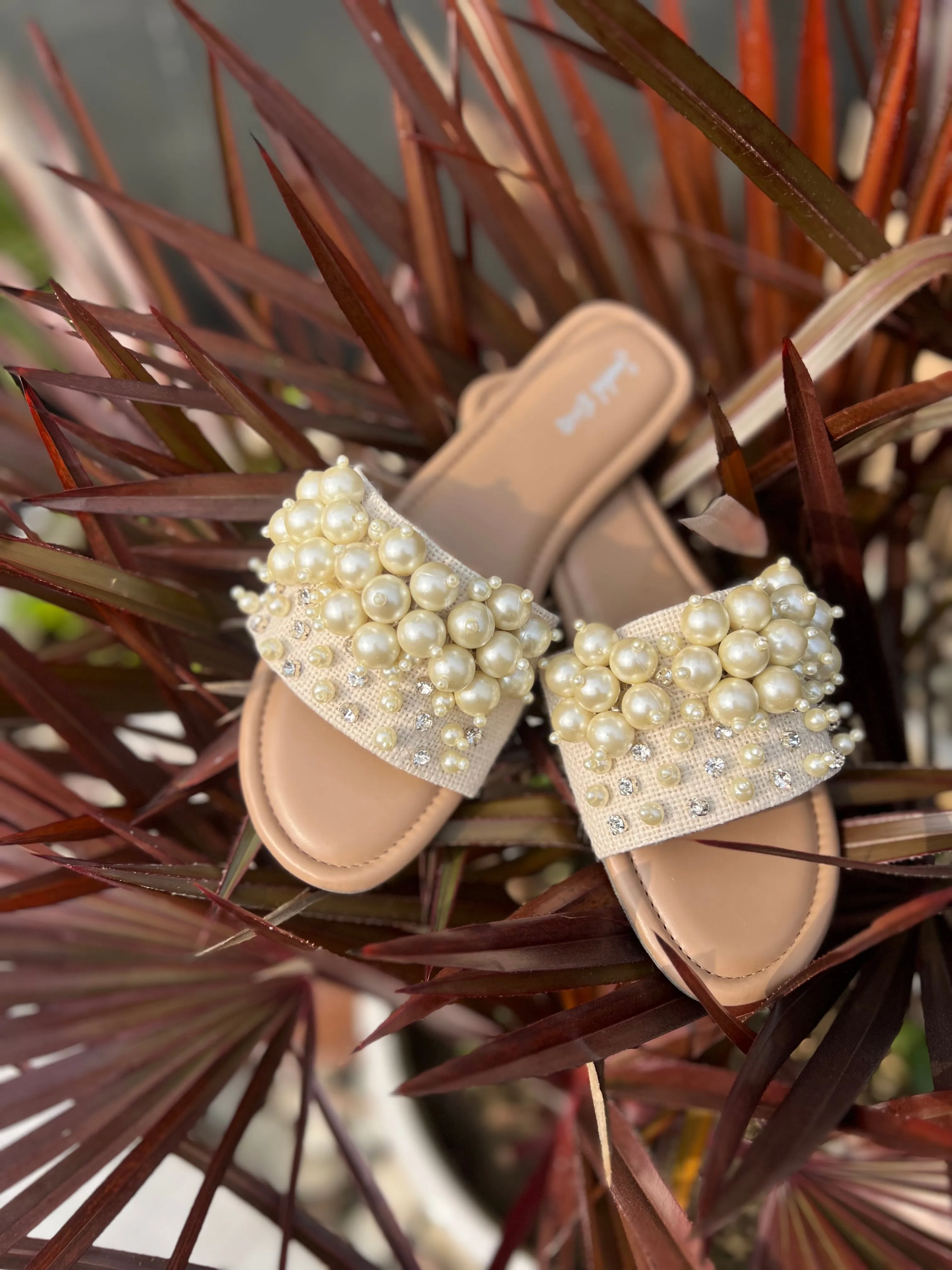 Pearl & Crystal Luxe Slides