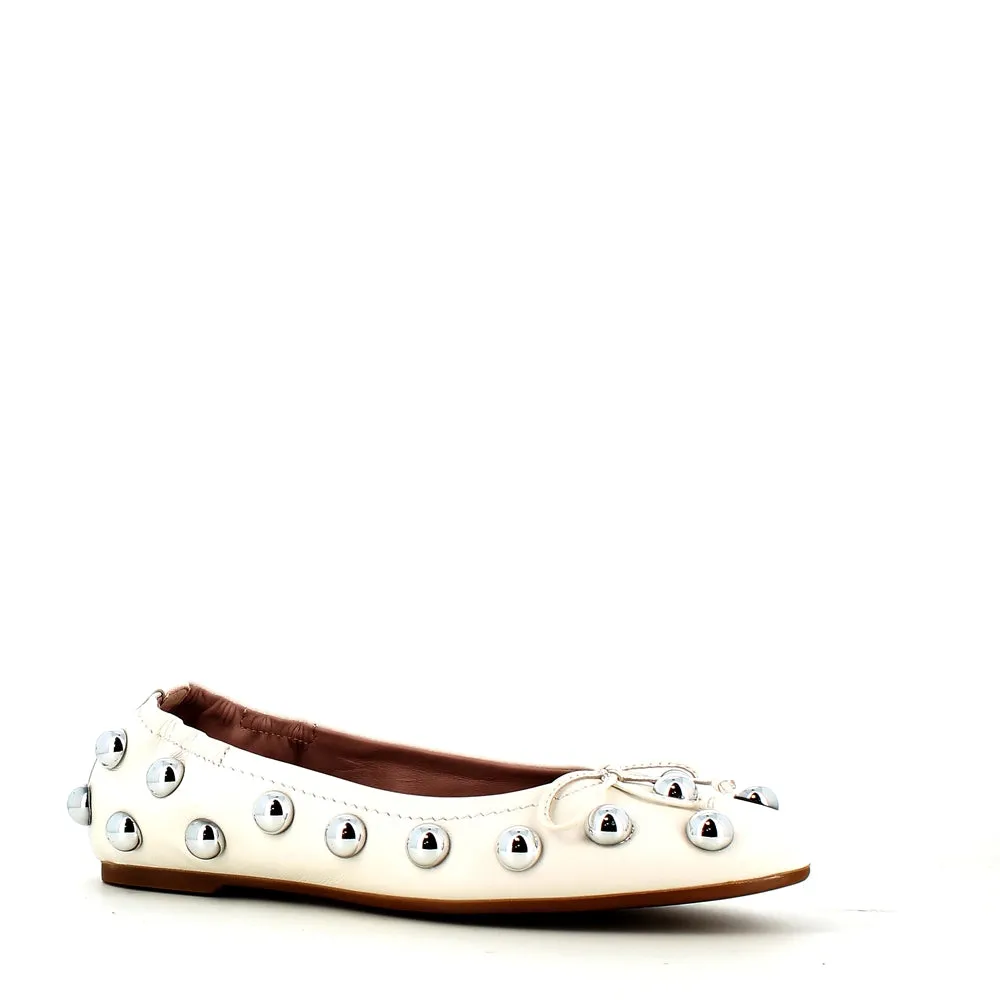 Pedro Miralles Leather Ballerina Pump Ice
