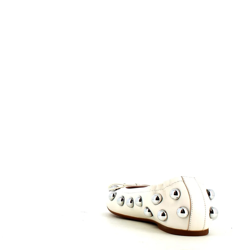 Pedro Miralles Leather Ballerina Pump Ice
