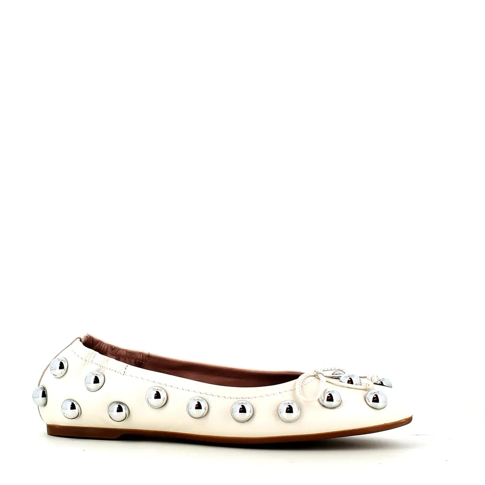 Pedro Miralles Leather Ballerina Pump Ice