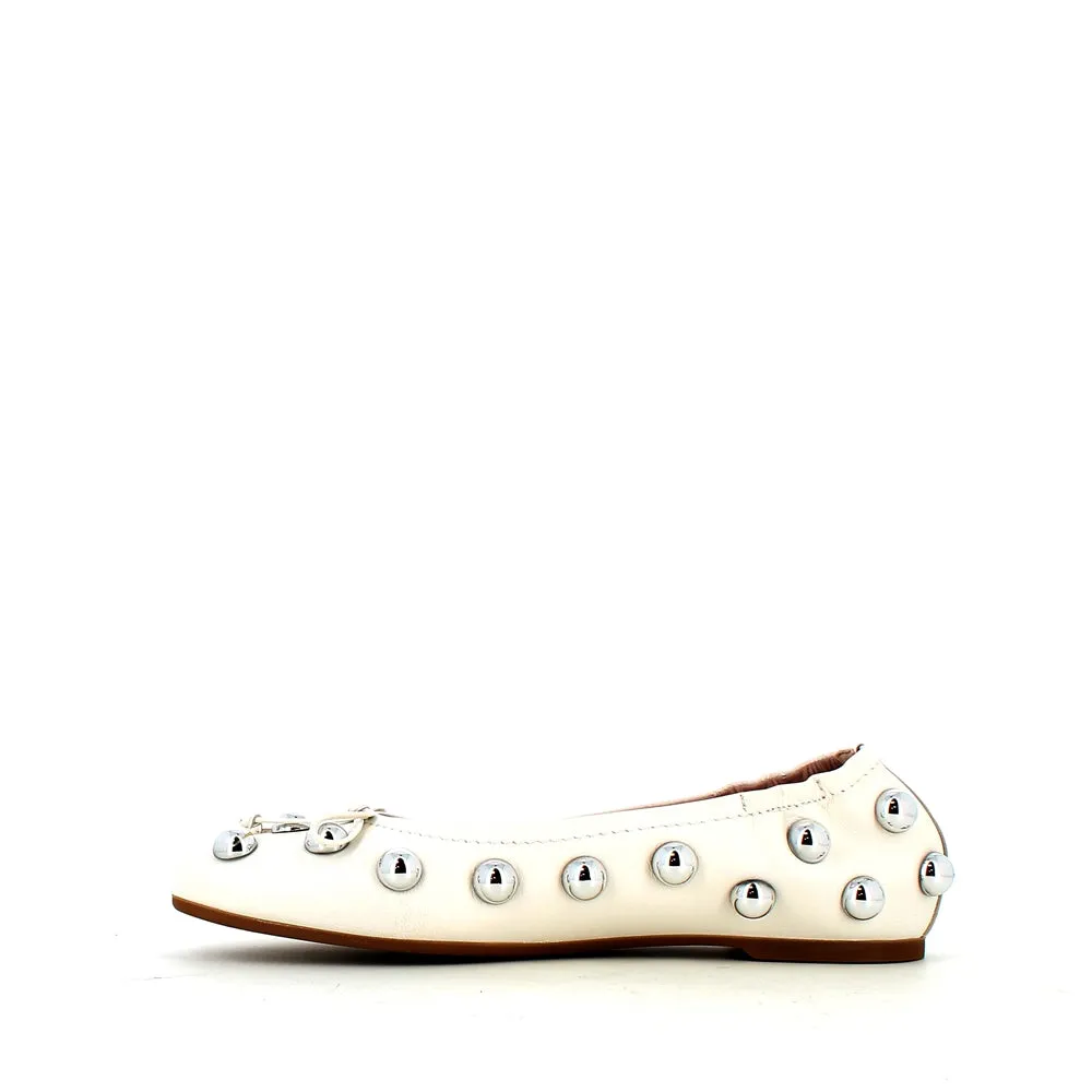 Pedro Miralles Leather Ballerina Pump Ice