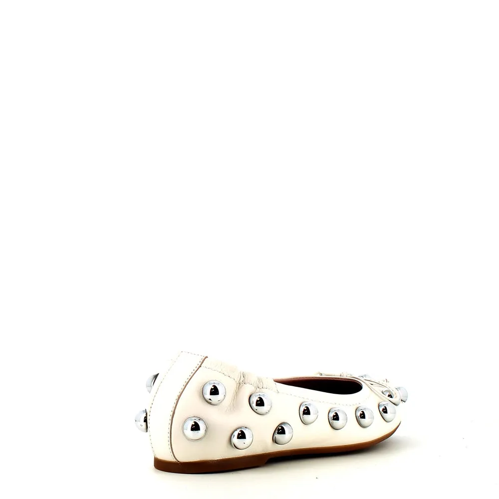 Pedro Miralles Leather Ballerina Pump Ice