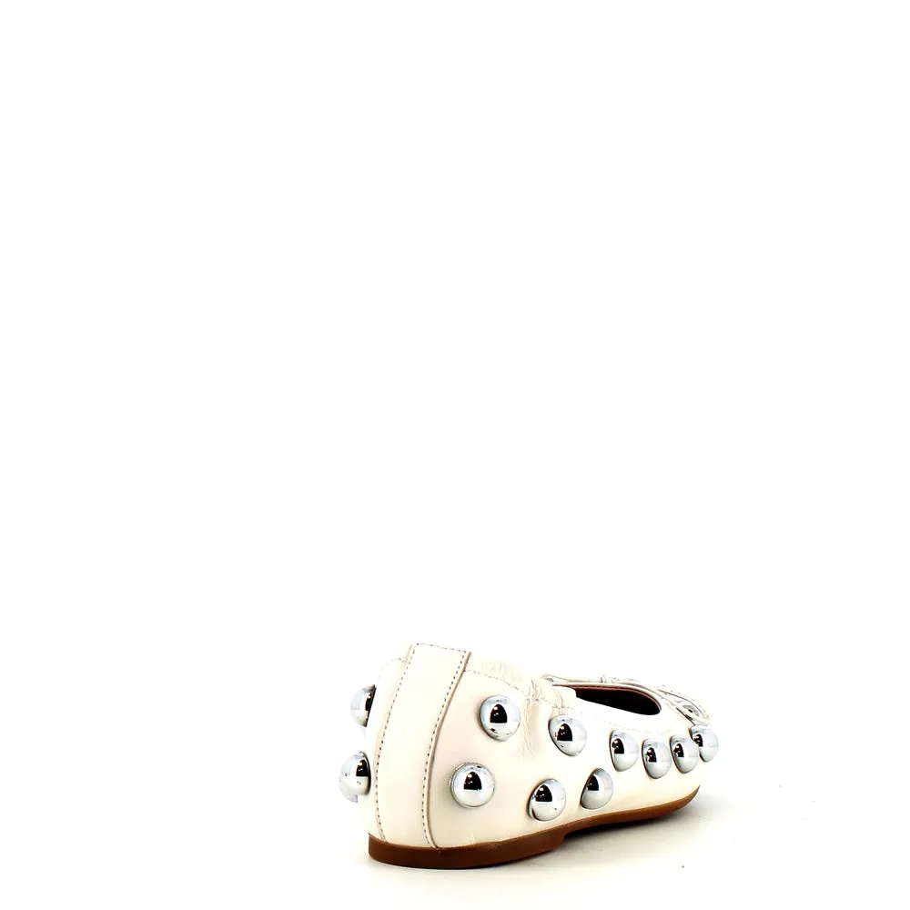 Pedro Miralles Leather Ballerina Pump Ice