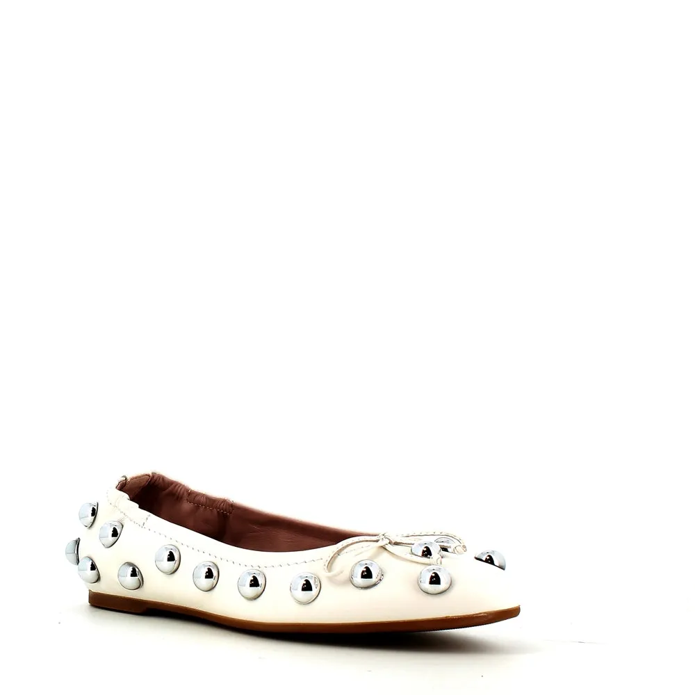 Pedro Miralles Leather Ballerina Pump Ice