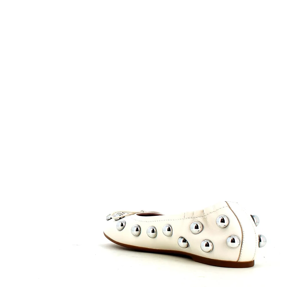 Pedro Miralles Leather Ballerina Pump Ice