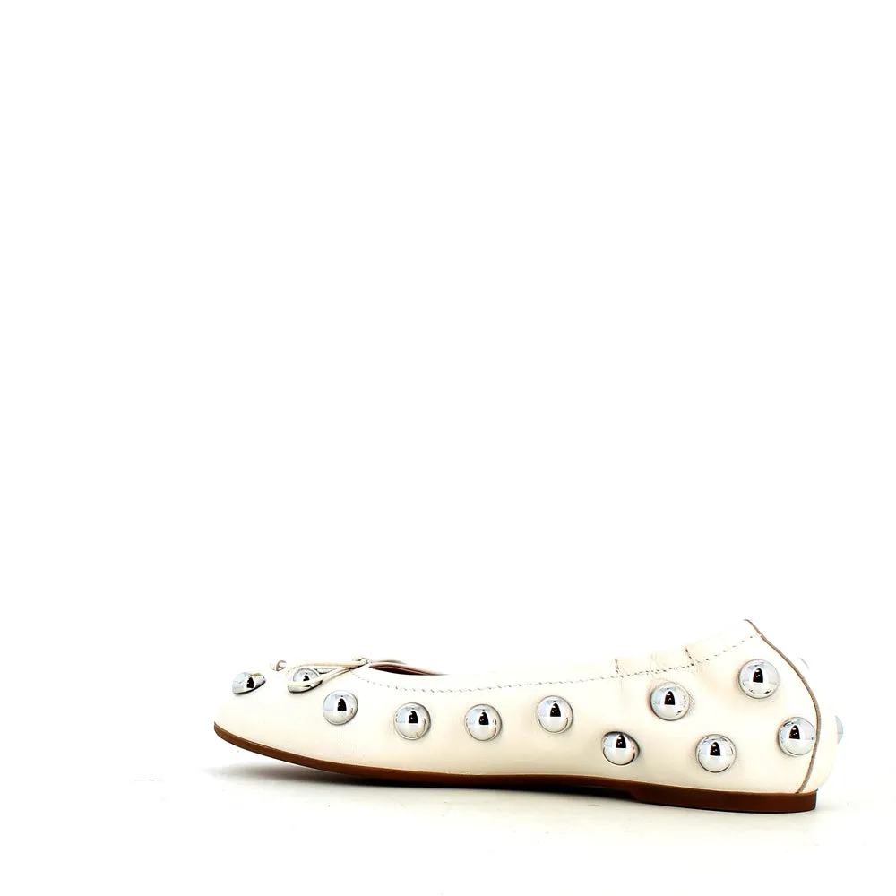 Pedro Miralles Leather Ballerina Pump Ice