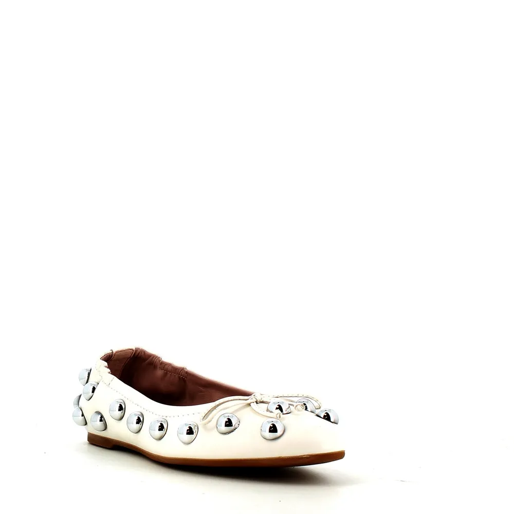 Pedro Miralles Leather Ballerina Pump Ice