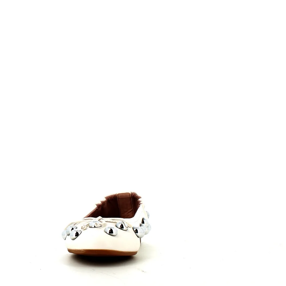 Pedro Miralles Leather Ballerina Pump Ice