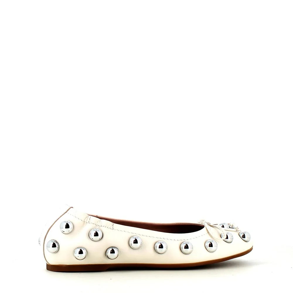Pedro Miralles Leather Ballerina Pump Ice