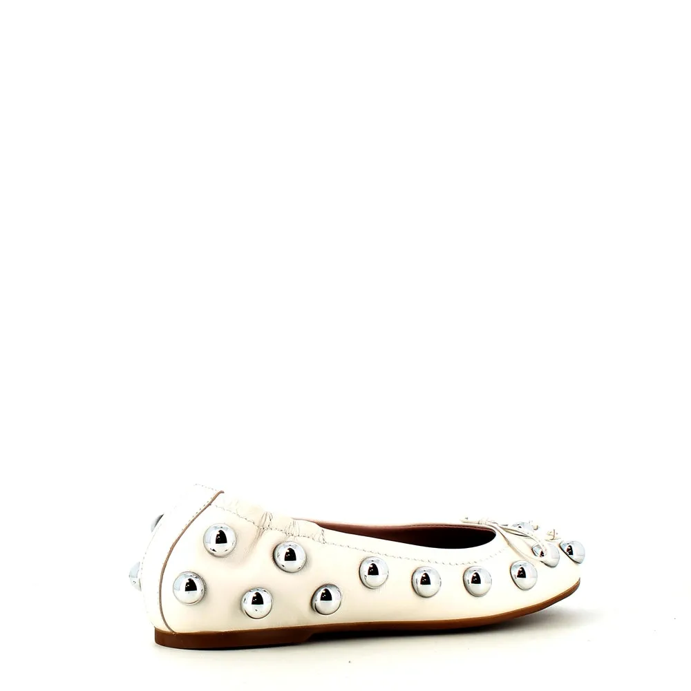 Pedro Miralles Leather Ballerina Pump Ice