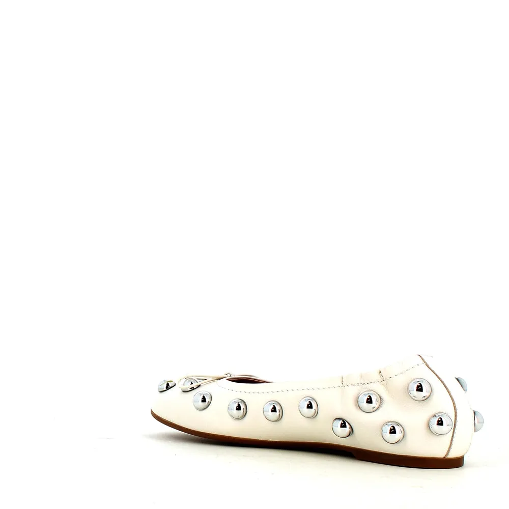 Pedro Miralles Leather Ballerina Pump Ice