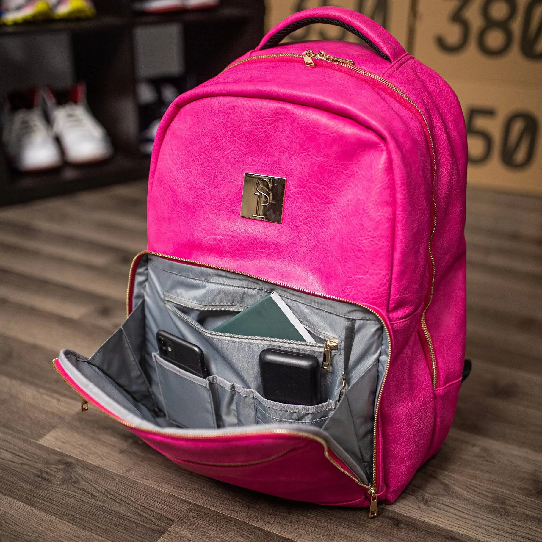 Pink Tumbled Leather Commuter Bag