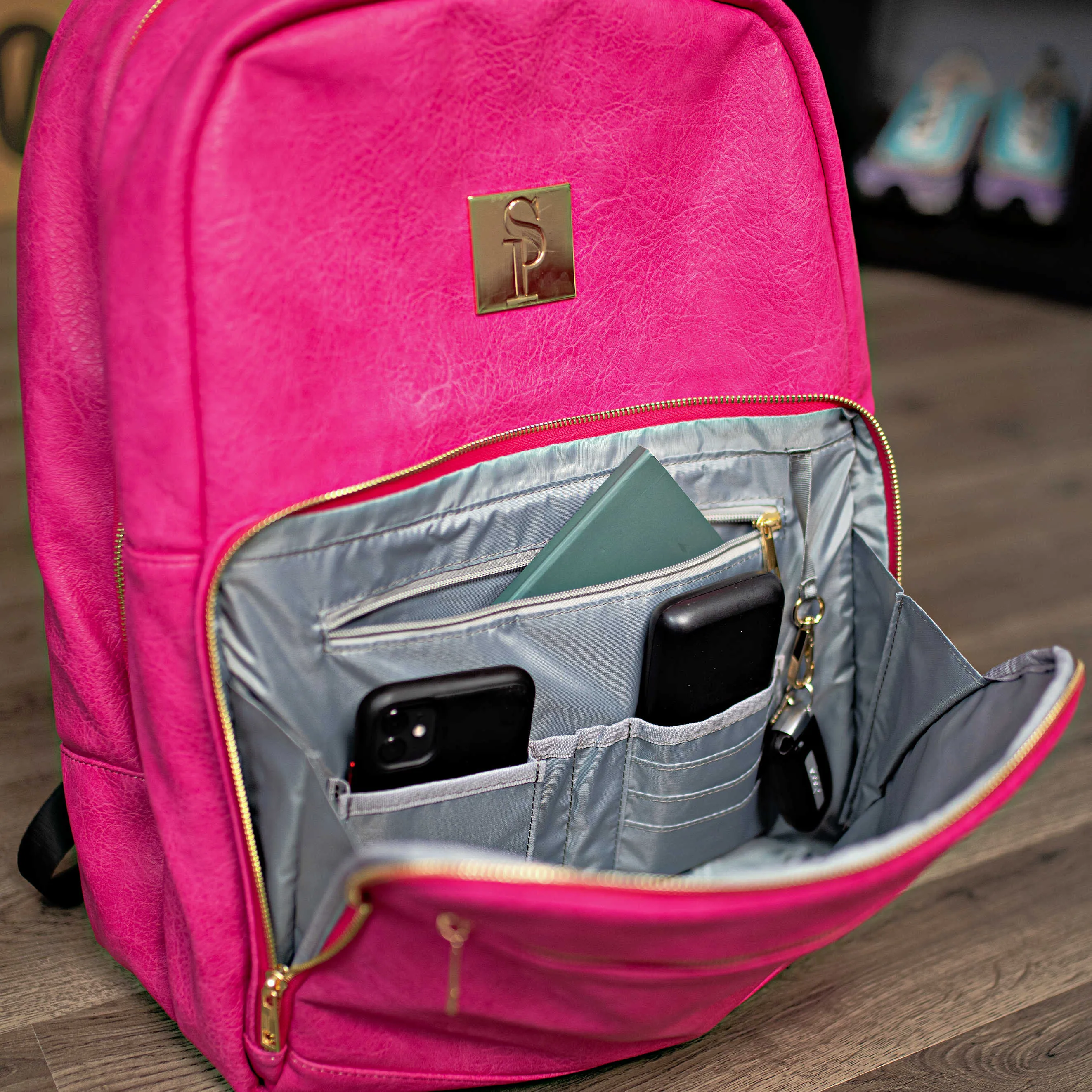 Pink Tumbled Leather Commuter Bag
