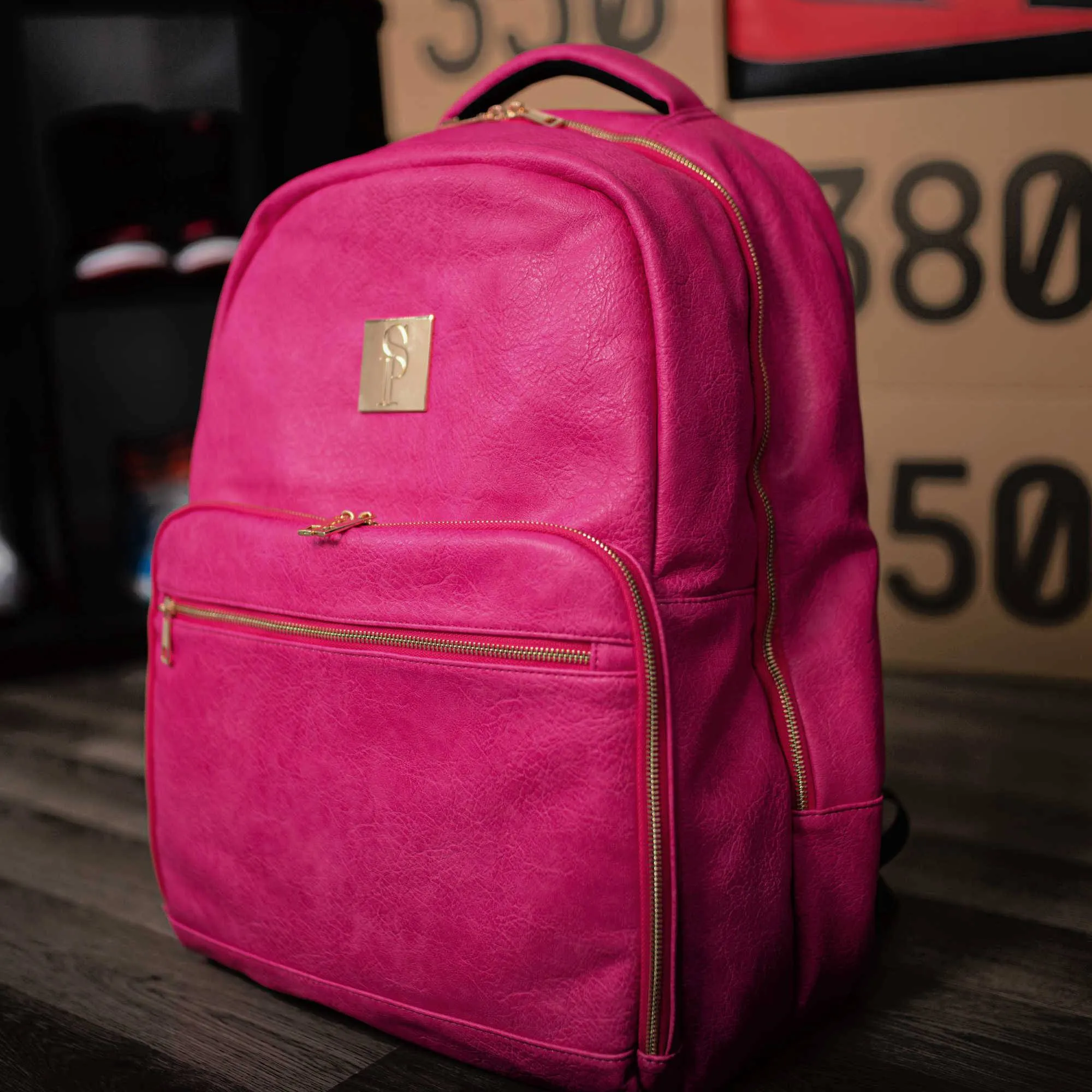 Pink Tumbled Leather Commuter Bag