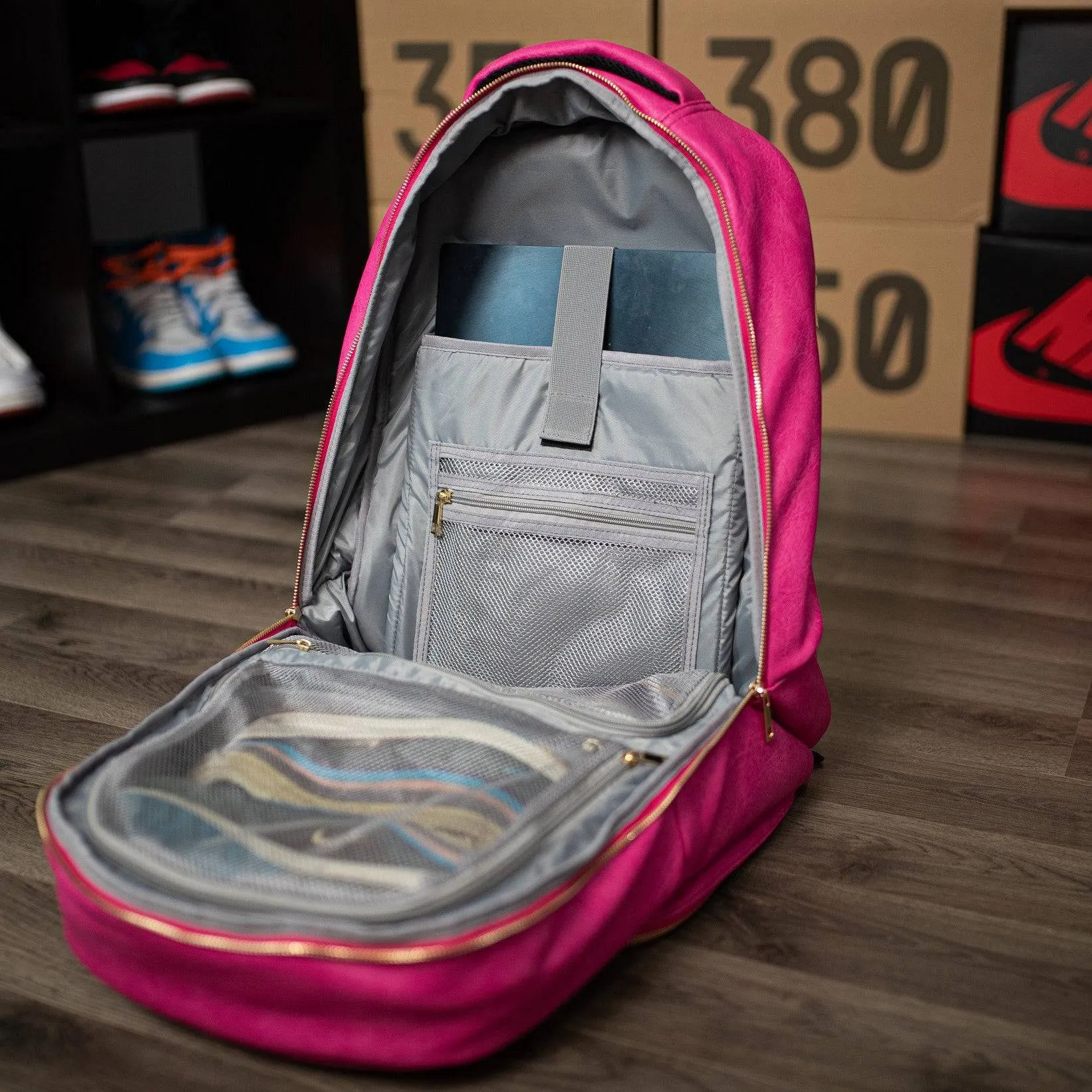 Pink Tumbled Leather Commuter Bag