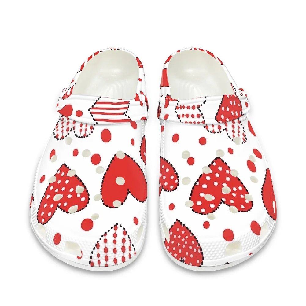 Polka Dot Heart Pattern Adult Clogs