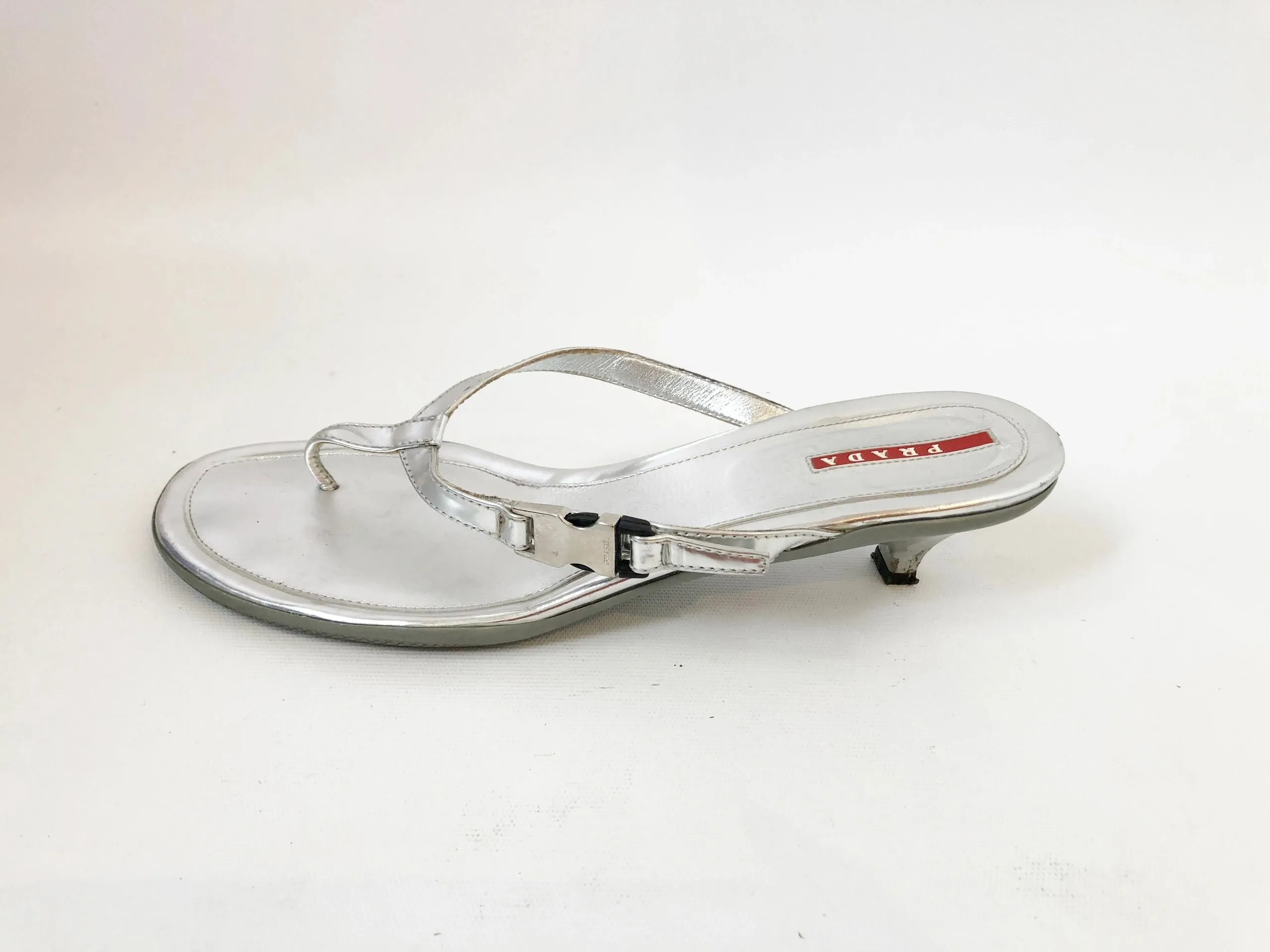 Prada Silver Thongs Size 41 It (11 Us)