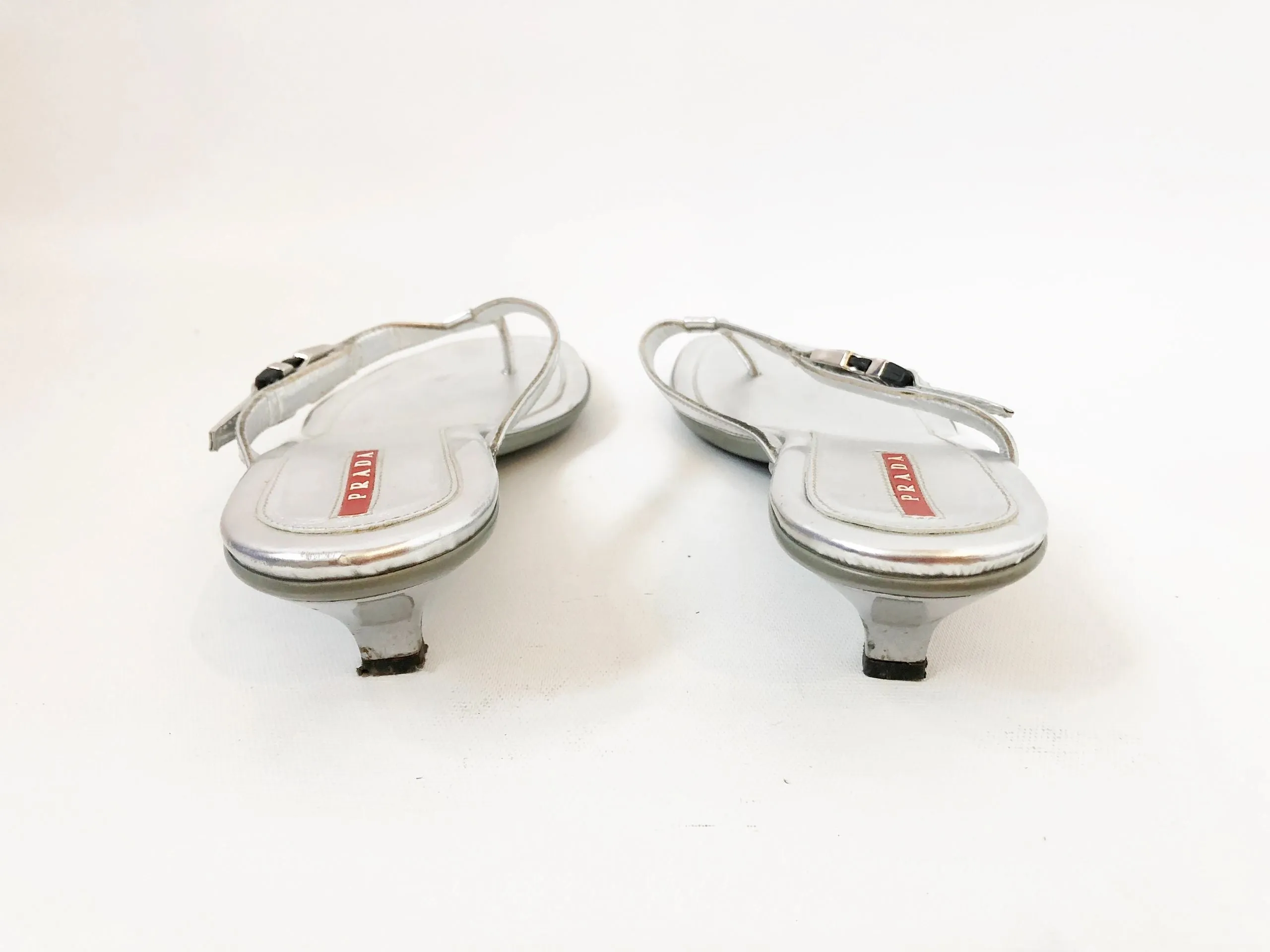 Prada Silver Thongs Size 41 It (11 Us)