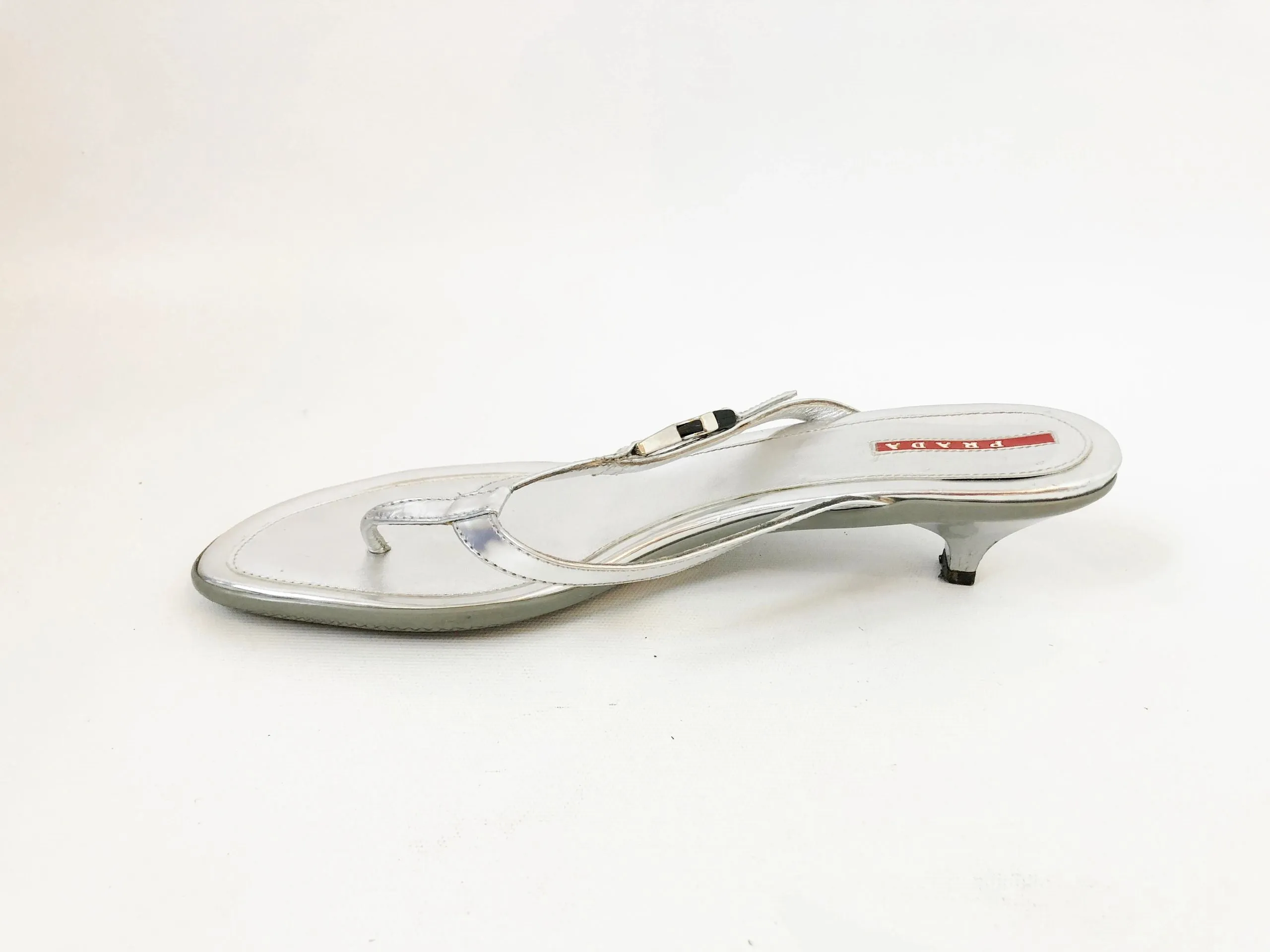 Prada Silver Thongs Size 41 It (11 Us)