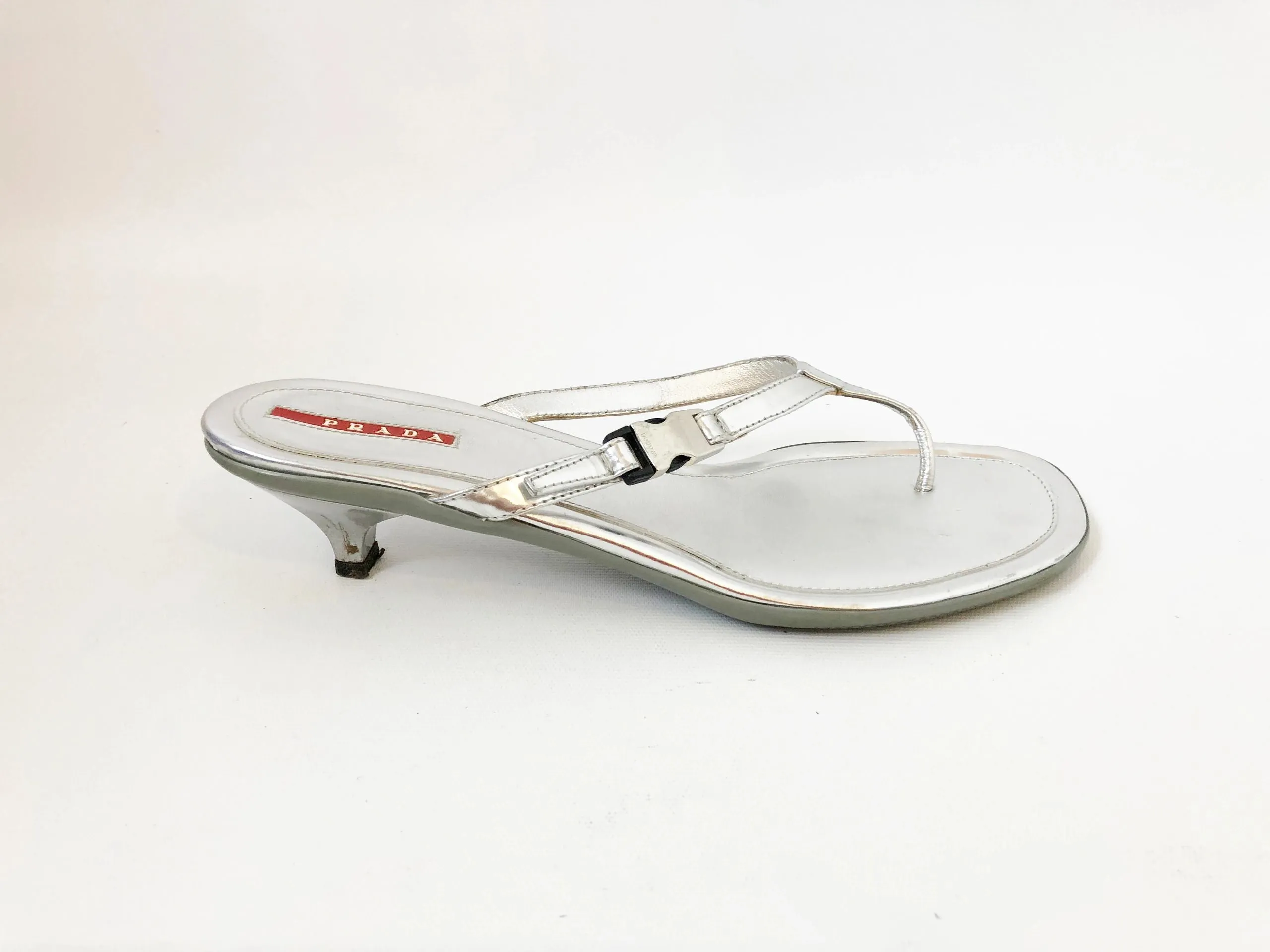 Prada Silver Thongs Size 41 It (11 Us)