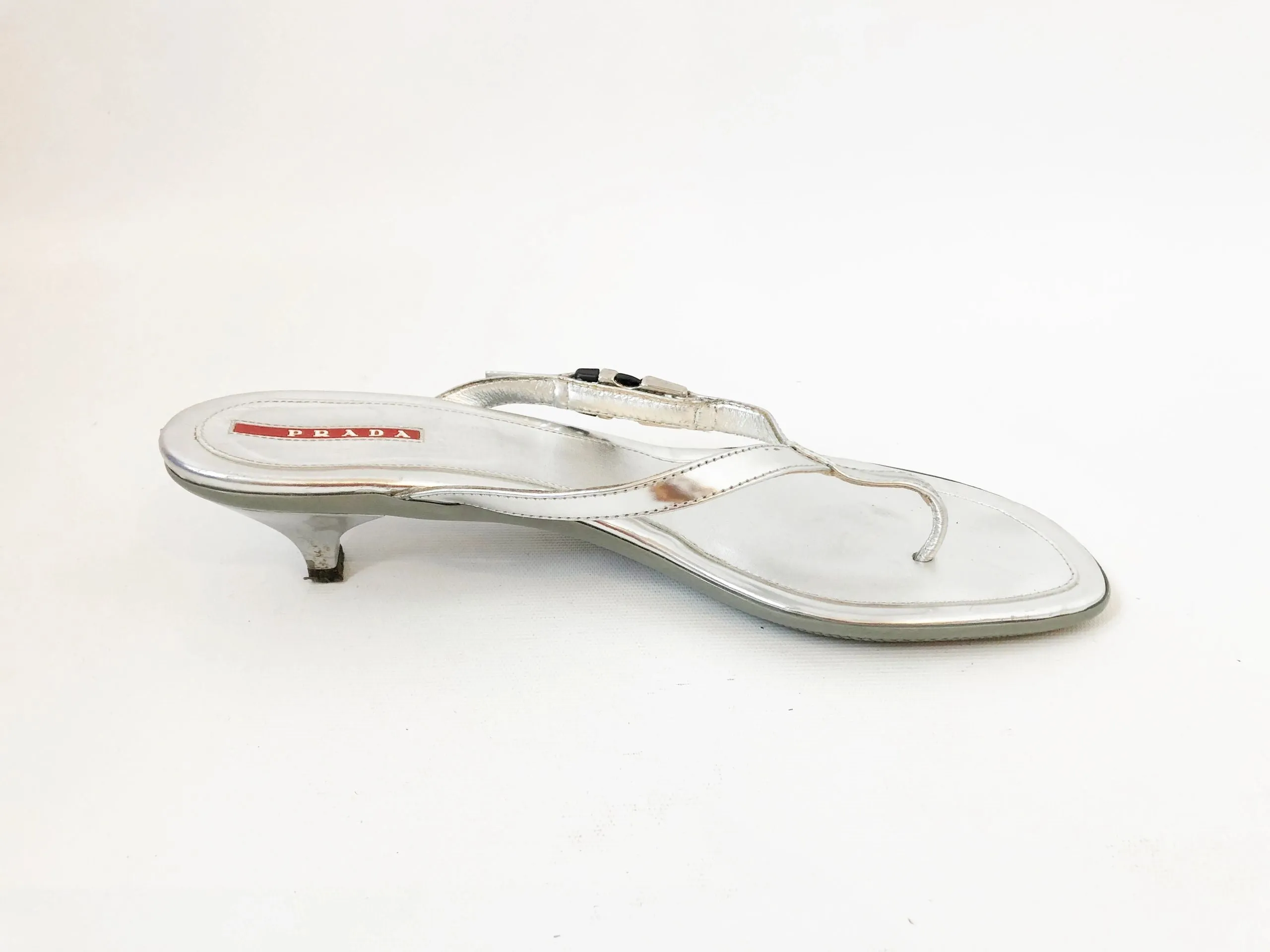 Prada Silver Thongs Size 41 It (11 Us)