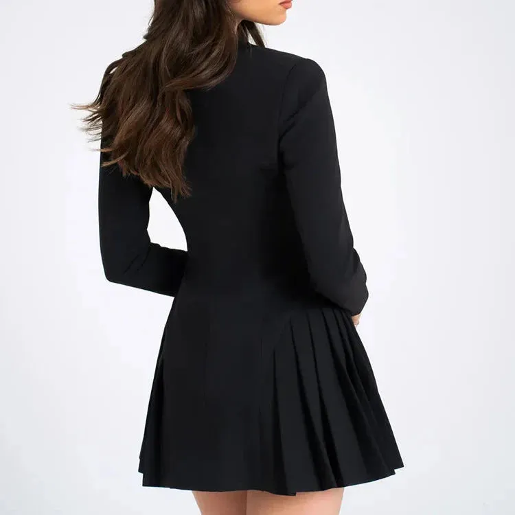 Quinn - Black Blazer Pleated Mini Dress