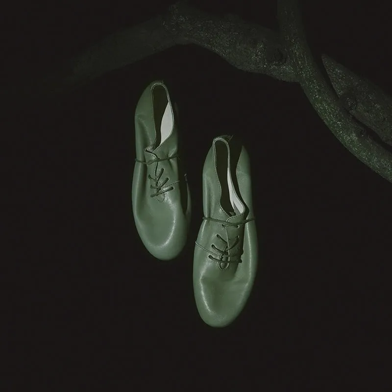 Retro Leather Lace-Up Shoes