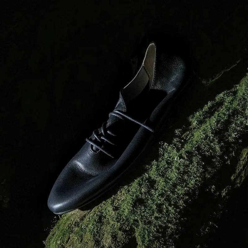 Retro Leather Lace-Up Shoes