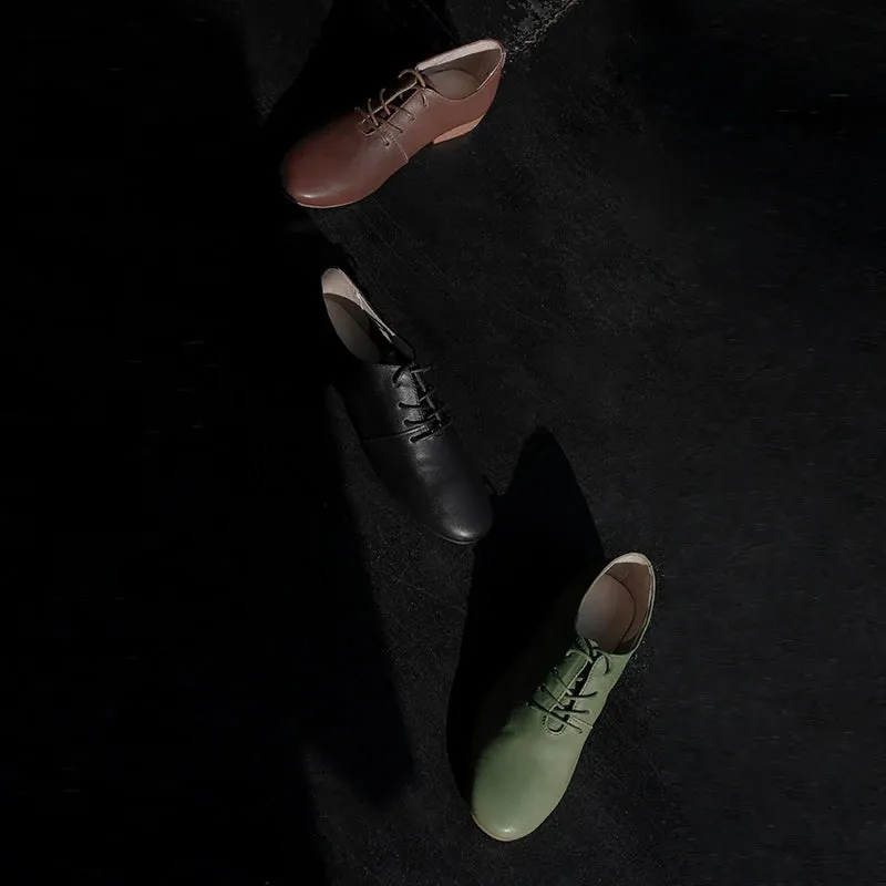 Retro Leather Lace-Up Shoes