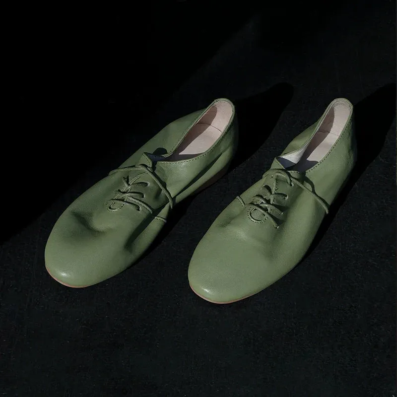 Retro Leather Lace-Up Shoes
