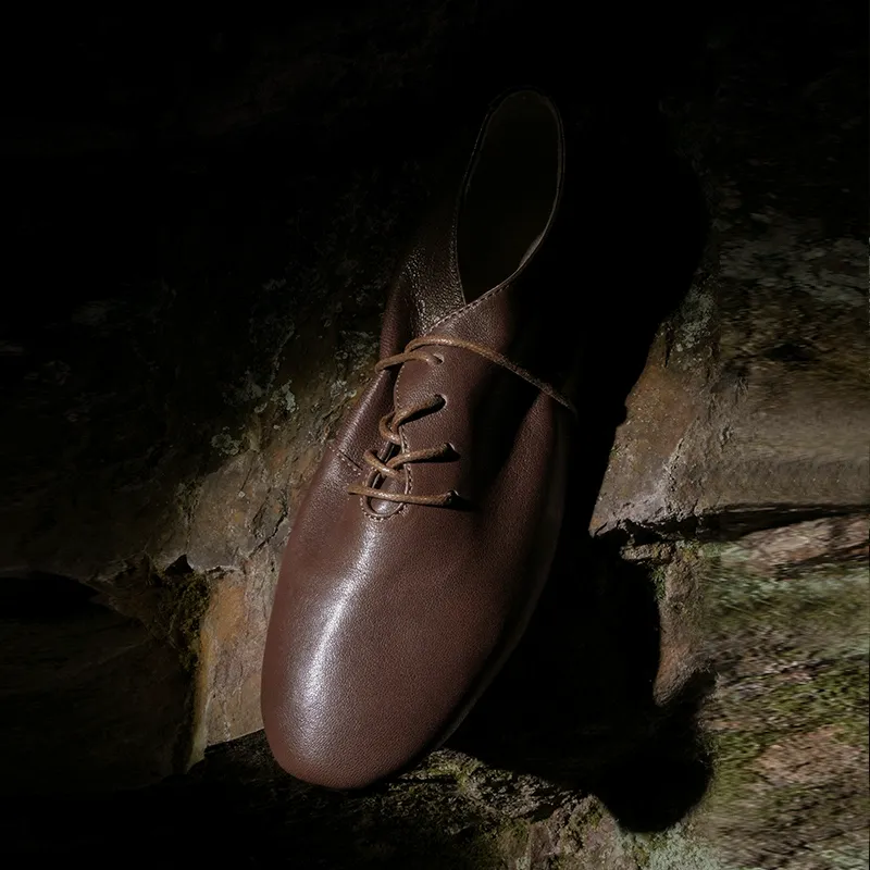 Retro Leather Lace-Up Shoes