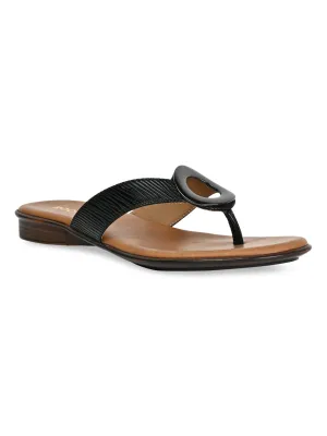 Rocia By Regal Black Women Casual Thongs With Buckle