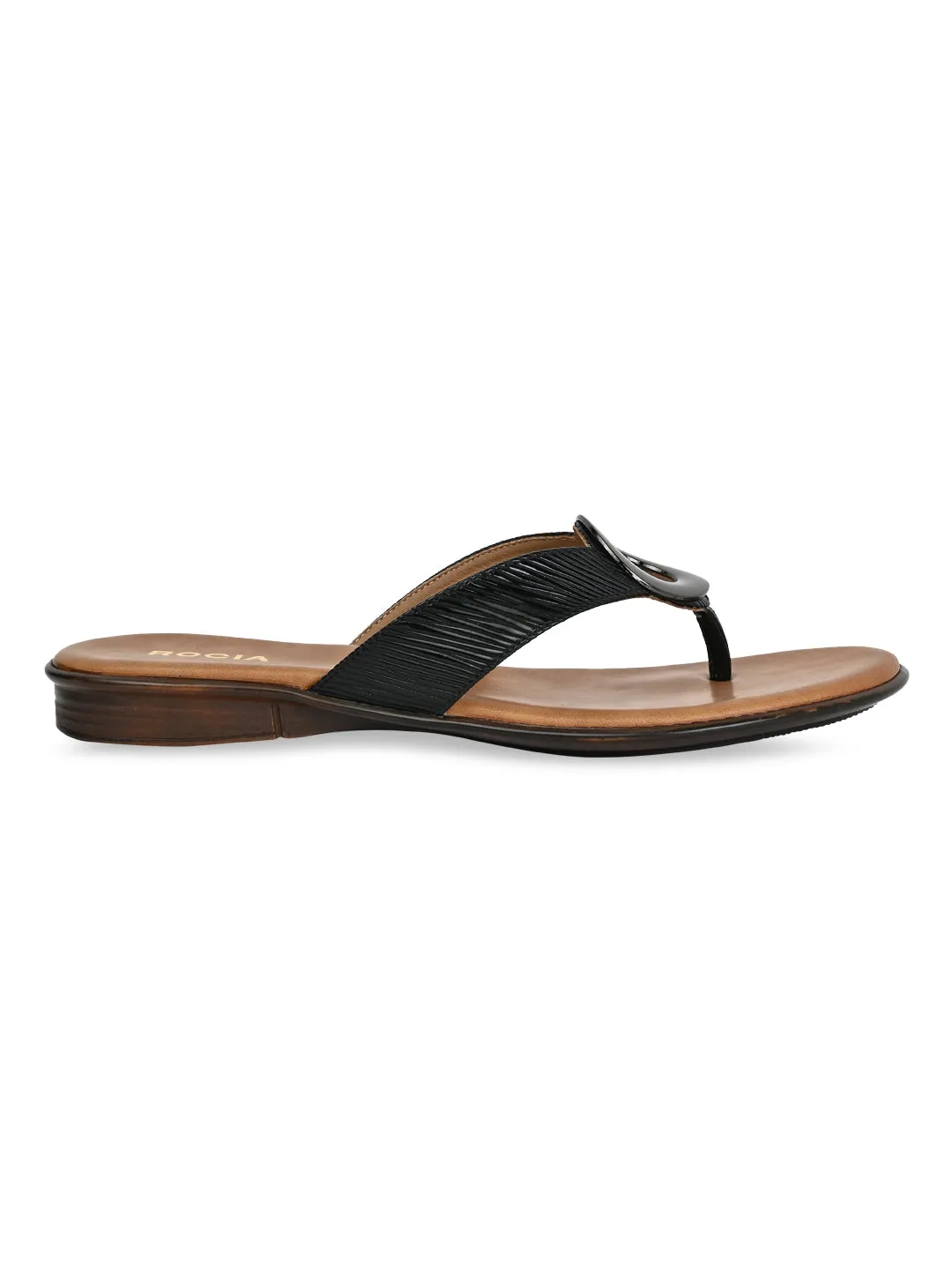 Rocia By Regal Black Women Casual Thongs With Buckle