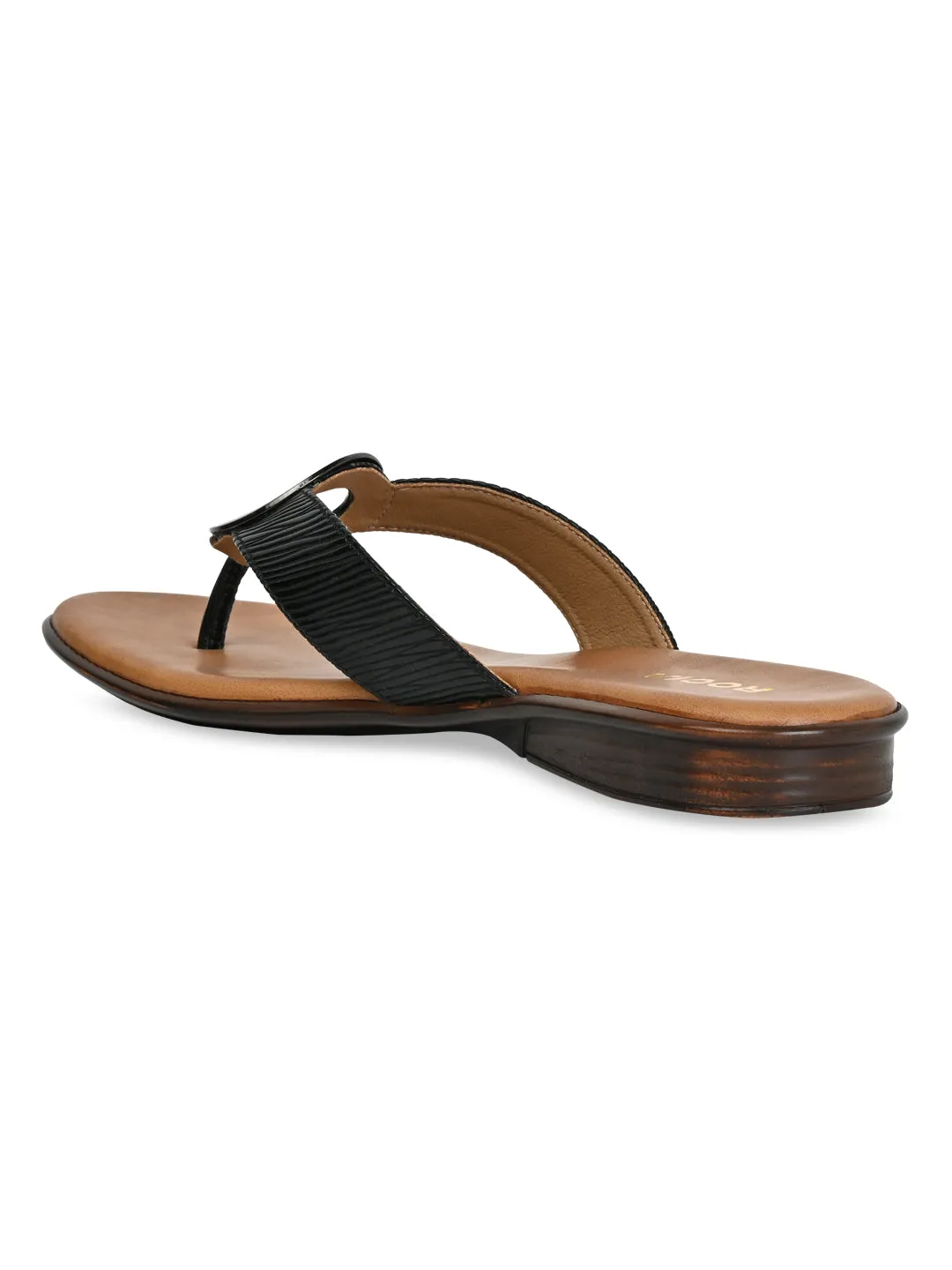Rocia By Regal Black Women Casual Thongs With Buckle