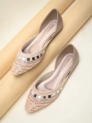 Rocia By Regal Rose Gold Women Embroidered Mojaris