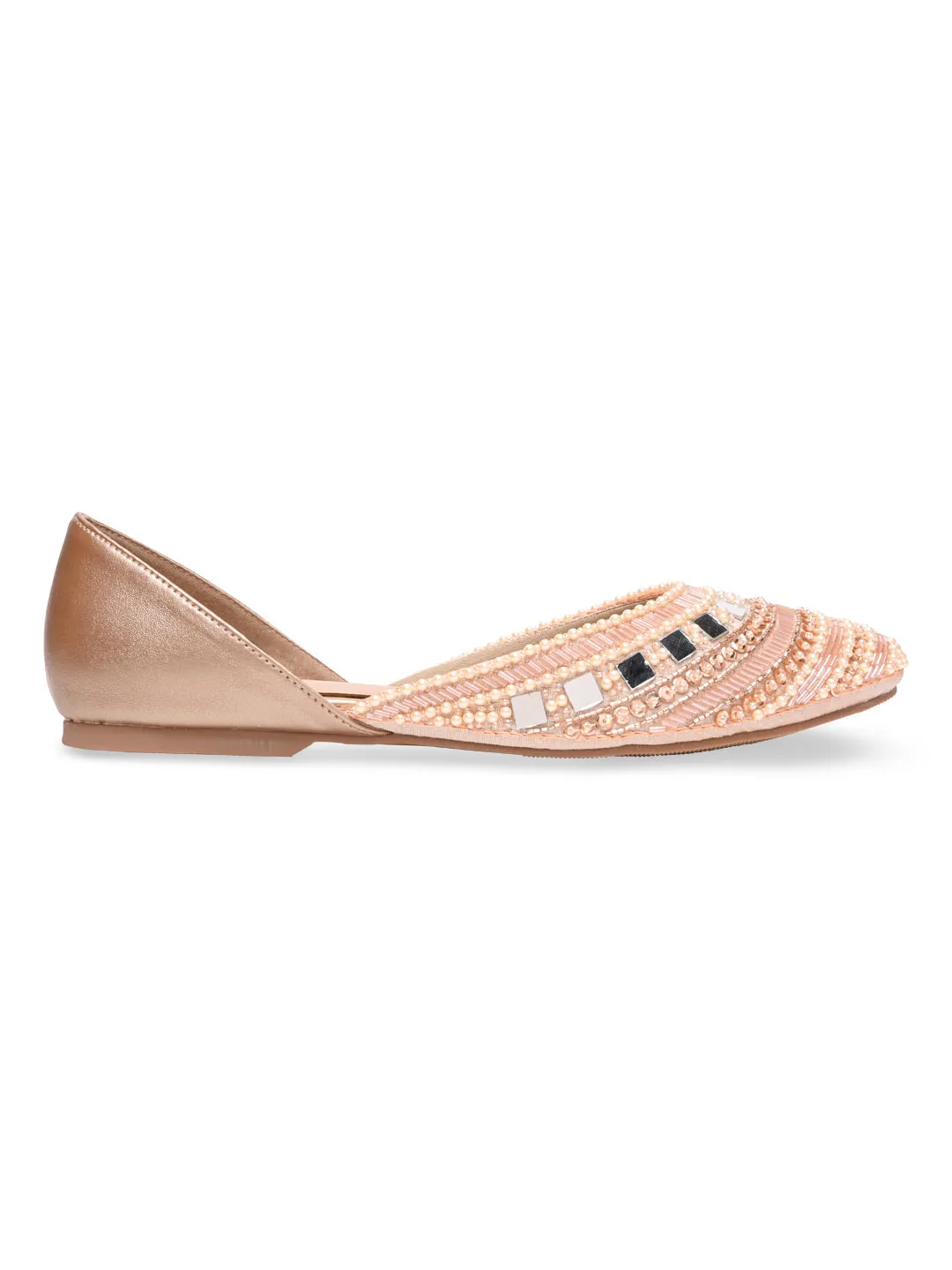 Rocia By Regal Rose Gold Women Embroidered Mojaris