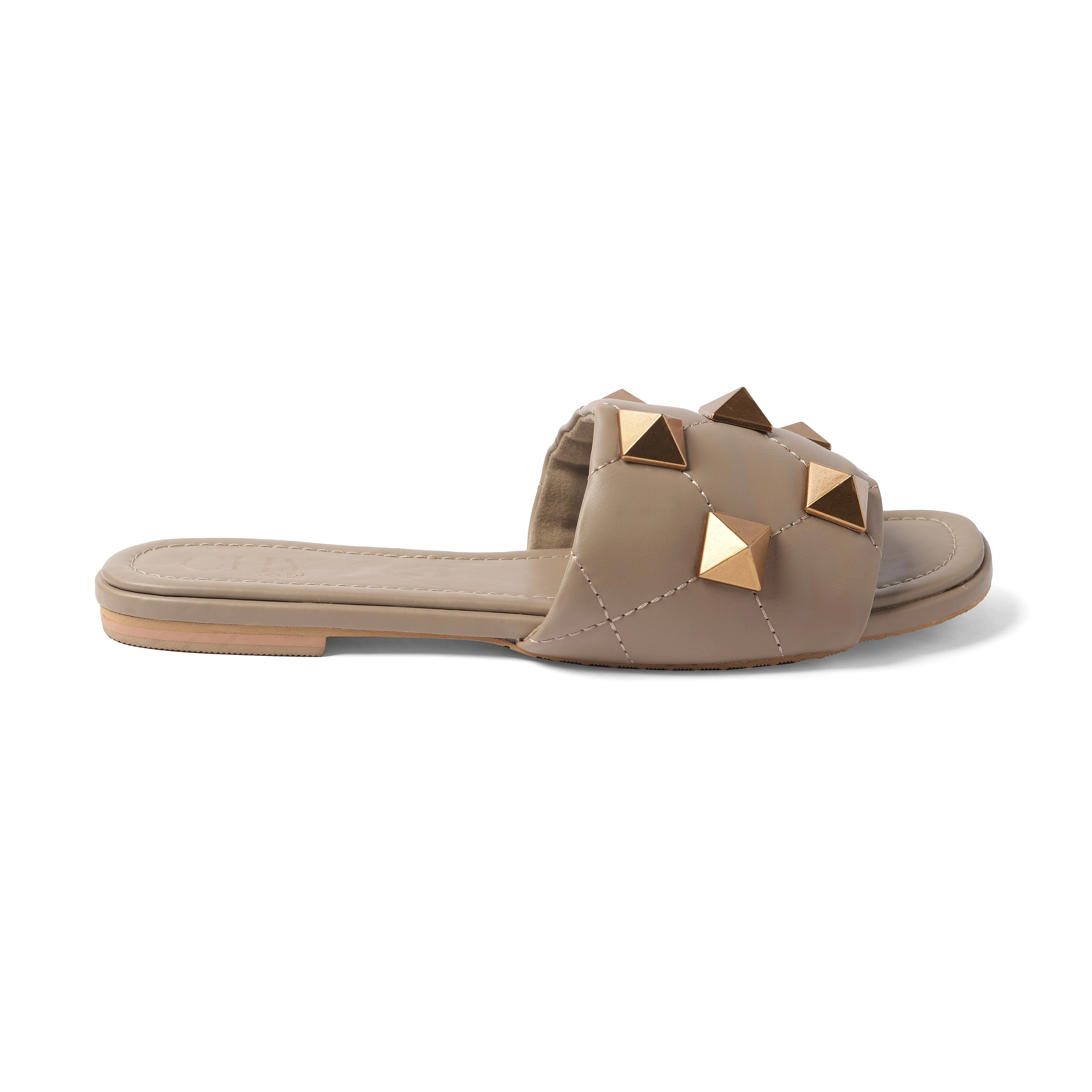 ROCKSTUD BEIGE FLATS