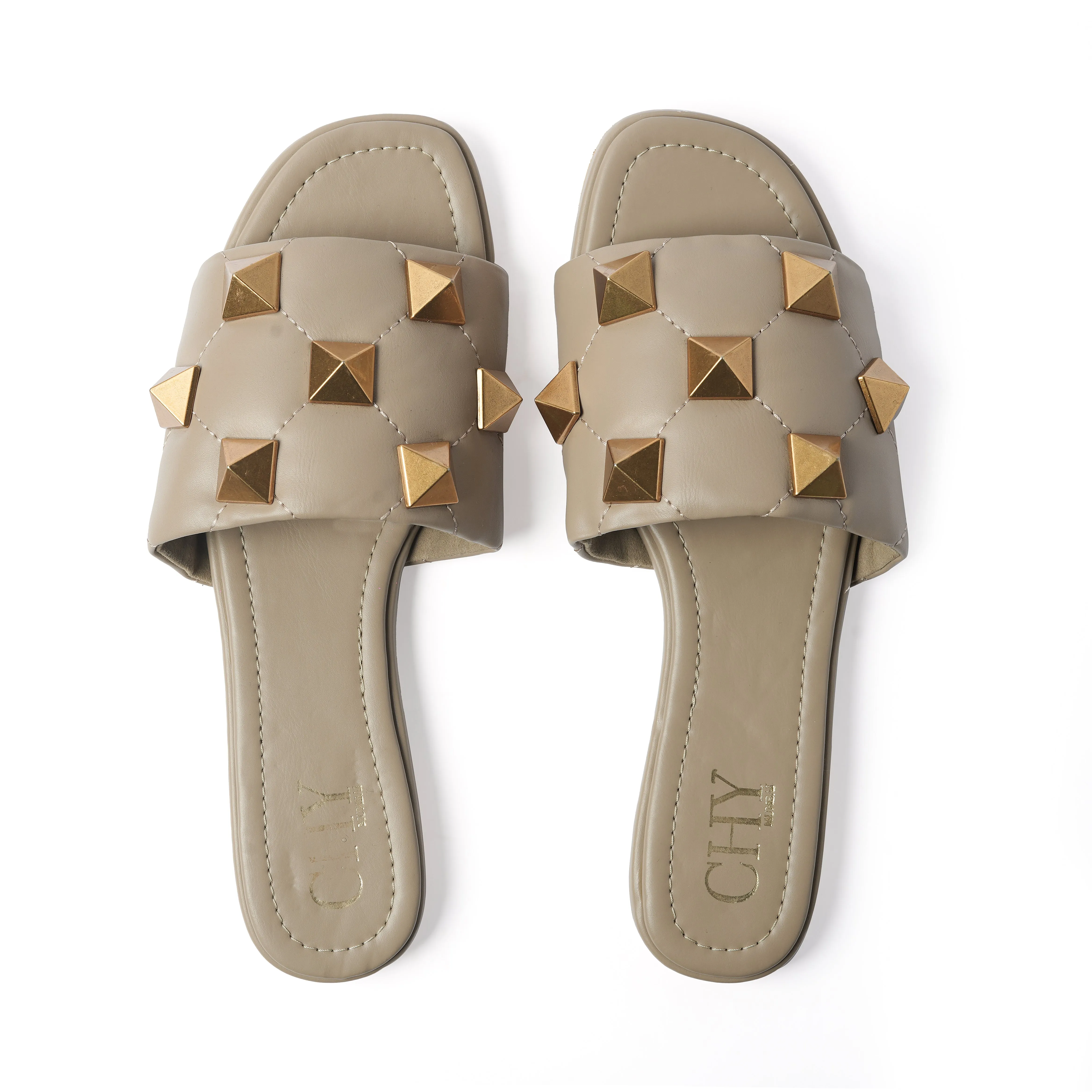 ROCKSTUD BEIGE FLATS