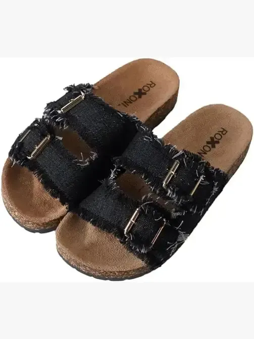 Roxoni - Women's Comfort Flat Sandals Double Buckle Adjustable Straps (Copy): FULL CASE OF 36 PAIRS ALL SIZES AND COLRS IN FOR 25% OFF / 11