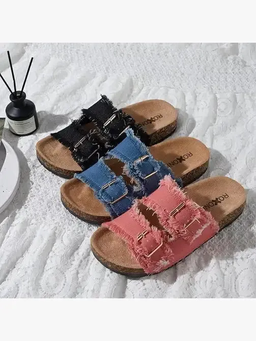 Roxoni - Women's Comfort Flat Sandals Double Buckle Adjustable Straps (Copy): FULL CASE OF 36 PAIRS ALL SIZES AND COLRS IN FOR 25% OFF / 11