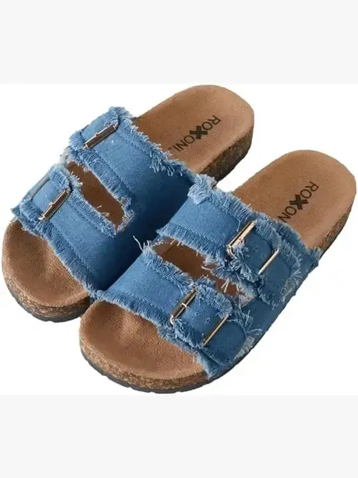 Roxoni - Women's Comfort Flat Sandals Double Buckle Adjustable Straps (Copy): FULL CASE OF 36 PAIRS ALL SIZES AND COLRS IN FOR 25% OFF / 11