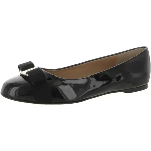 Salvatore Ferragamo Womens Patent Leather Bow Ballet Flats