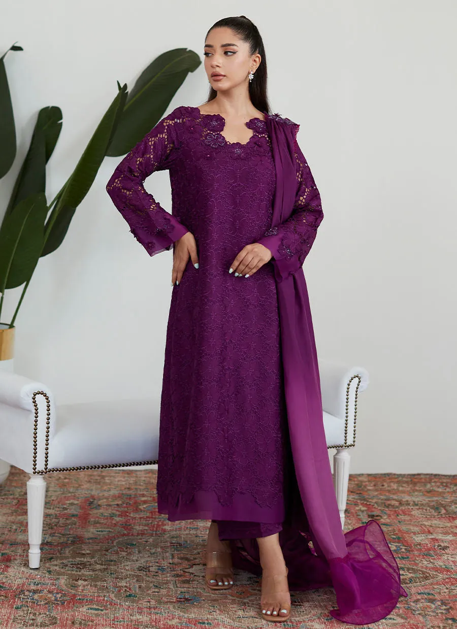 SANGRIA SILK CUTWORK SHIRT WITH PRE DRAPED DUPATTA - Farah Talib Aziz