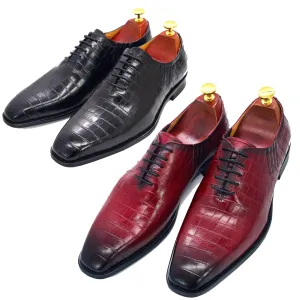 Shoes for Men Handmade Classic Crocodile Print Oxford Shoes