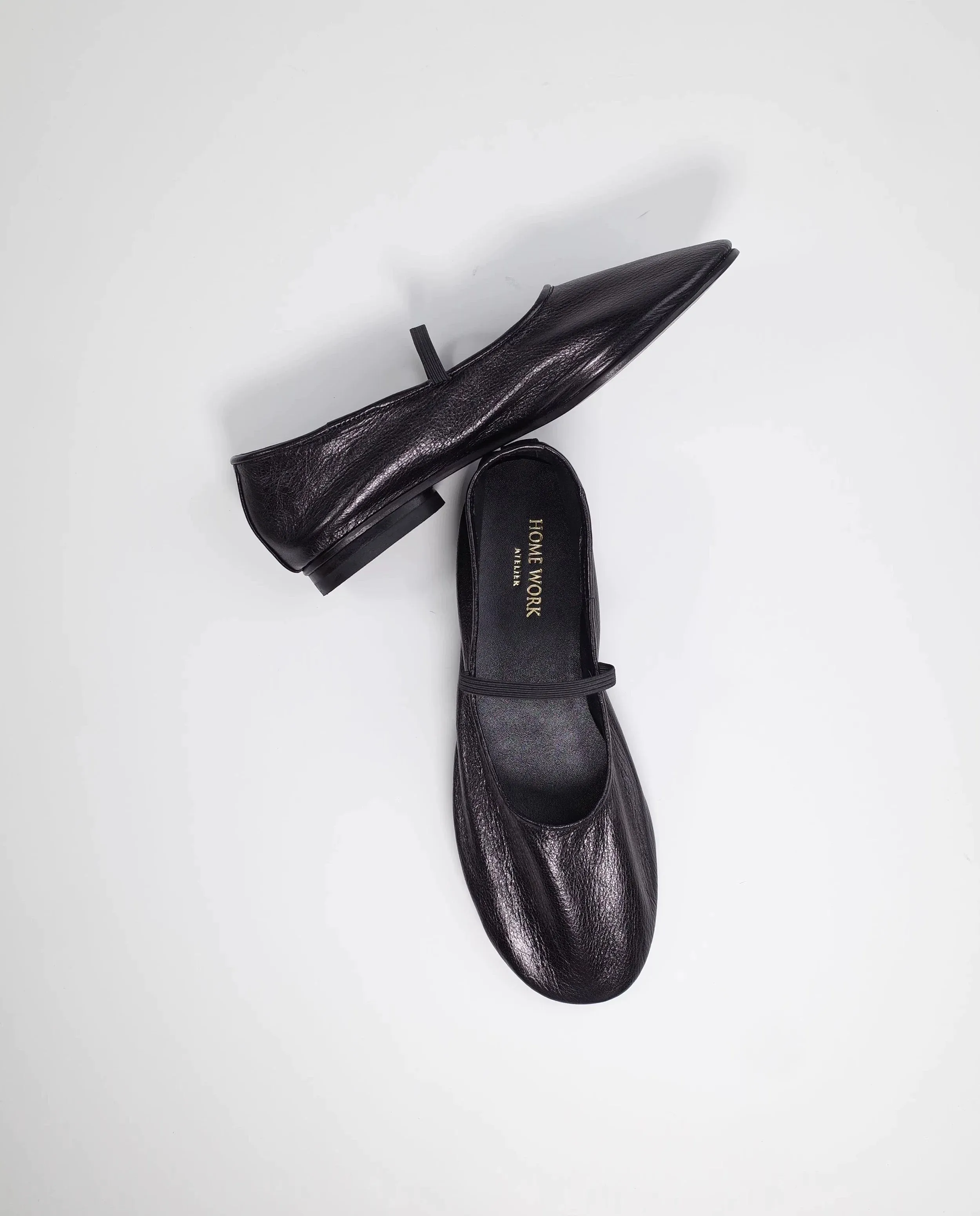 Silver Ballet Flats with Strap