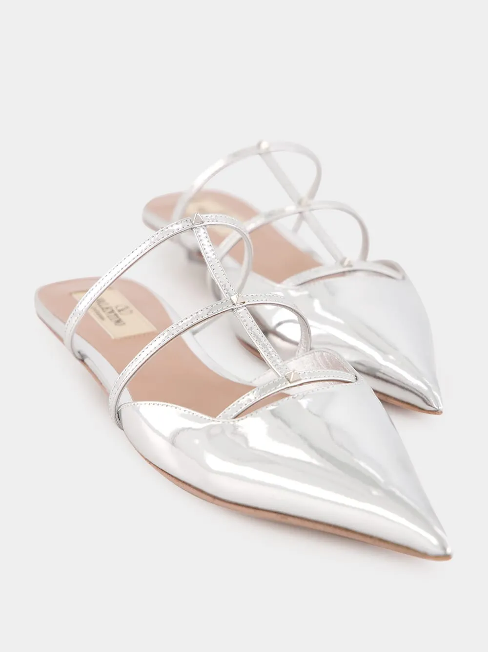Silver Palladium Mini Rockstud Mules
