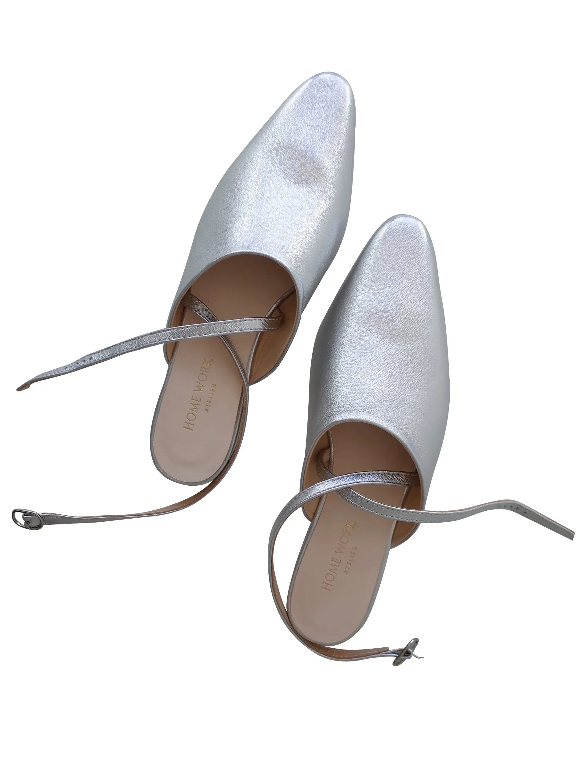 Silver Strap Mule Flats