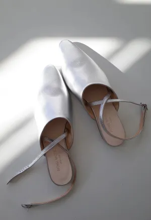 Silver Strap Mule Flats